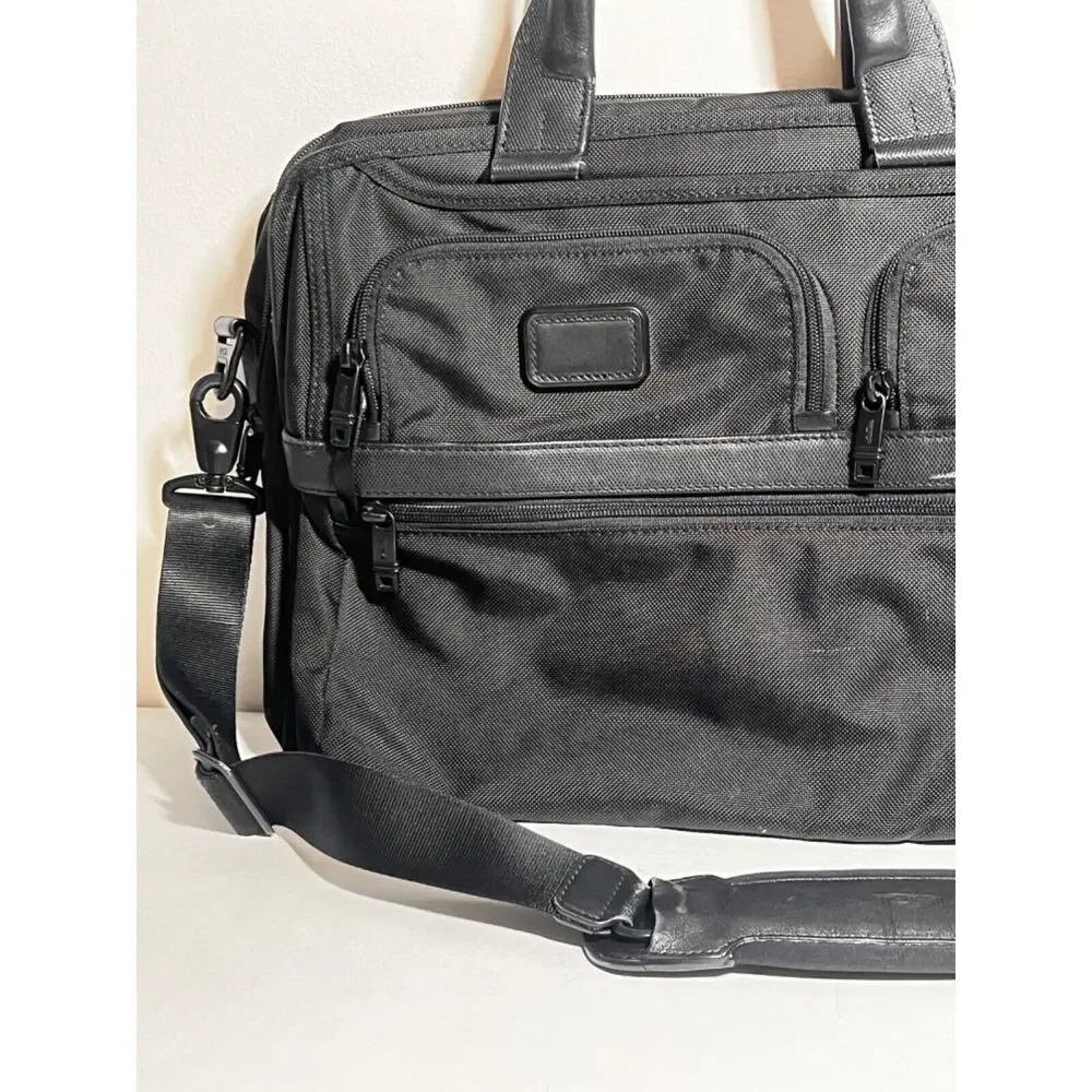 Tumi VGUC Black Ballistic Nylon Expandable Organizer Laptop Brief Bag Travel
